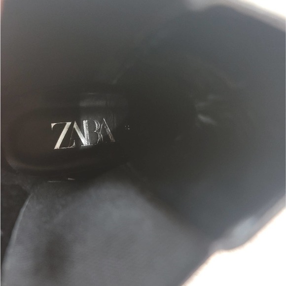 ZARA NWT PEARL STRAPPED LOW HEEL VEGAN LEATHER ANKLE BLACK  BOOTS WOMEN'S SZ 6.5 - Picture 11 of 13